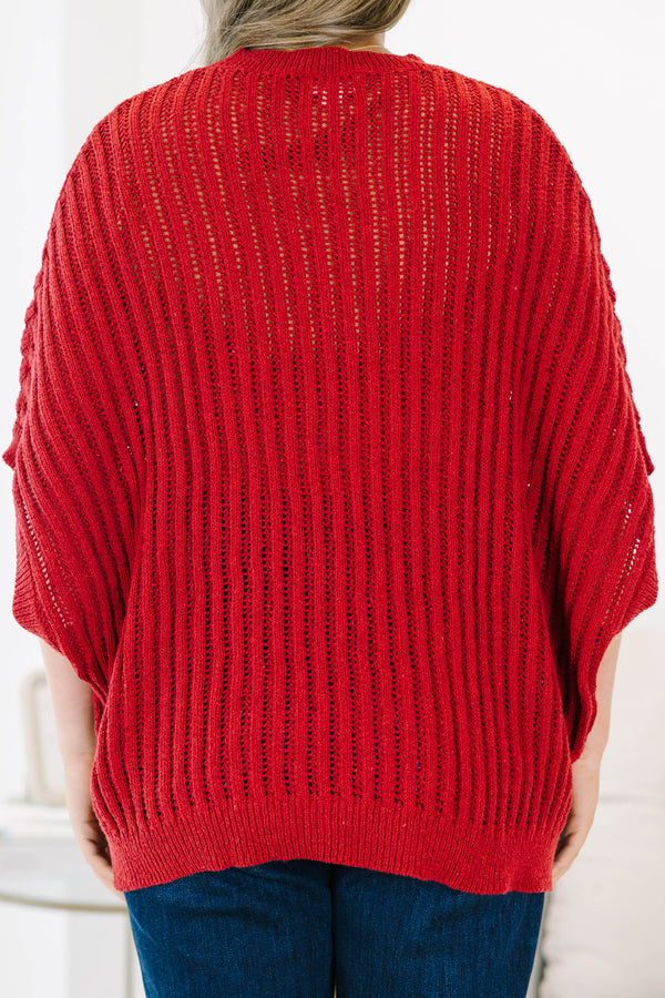 Chic Soul plus size clothing, burgundy loose knit half sleeve sweater