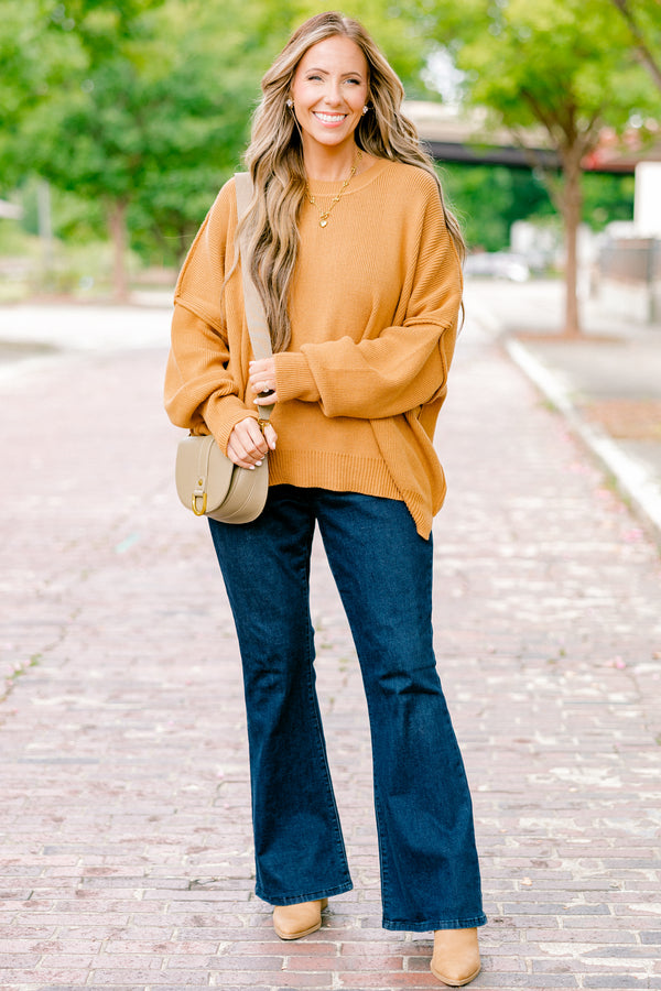 Chic Soul plus size clothing, camel colored long sleeve sweater 