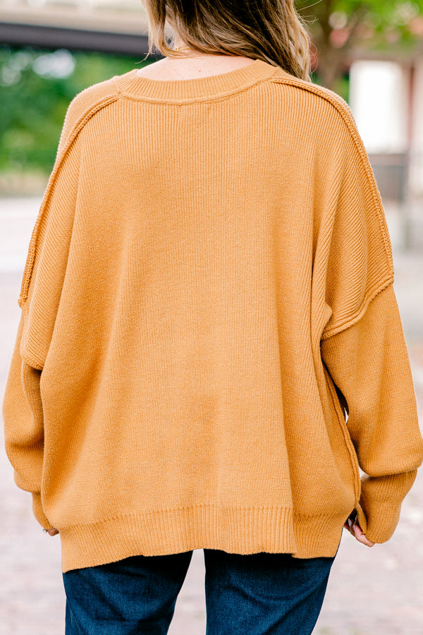 Chic Soul plus size clothing, camel colored long sleeve sweater 