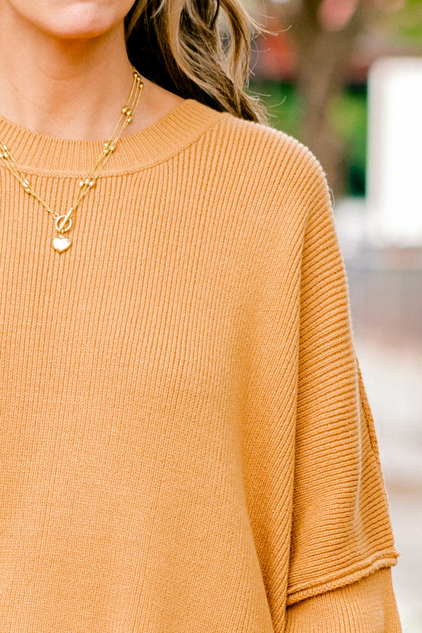 Chic Soul plus size clothing, camel colored long sleeve sweater 