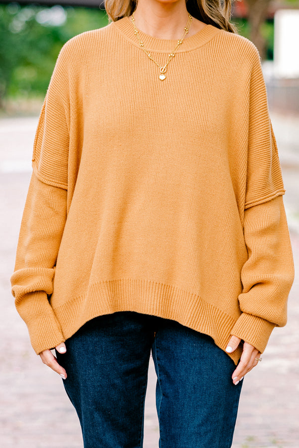 Chic Soul plus size clothing, camel colored long sleeve sweater 