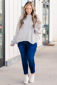 Simple Yet Cute Pullover, Light Grey – Chic Soul