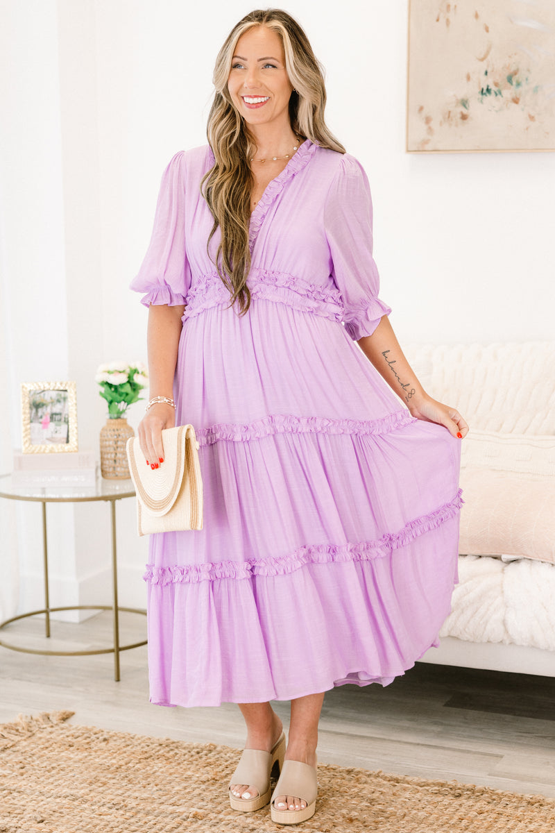 fitted lace wedding dress Women's Make A Statement Maxi Dress, Purple