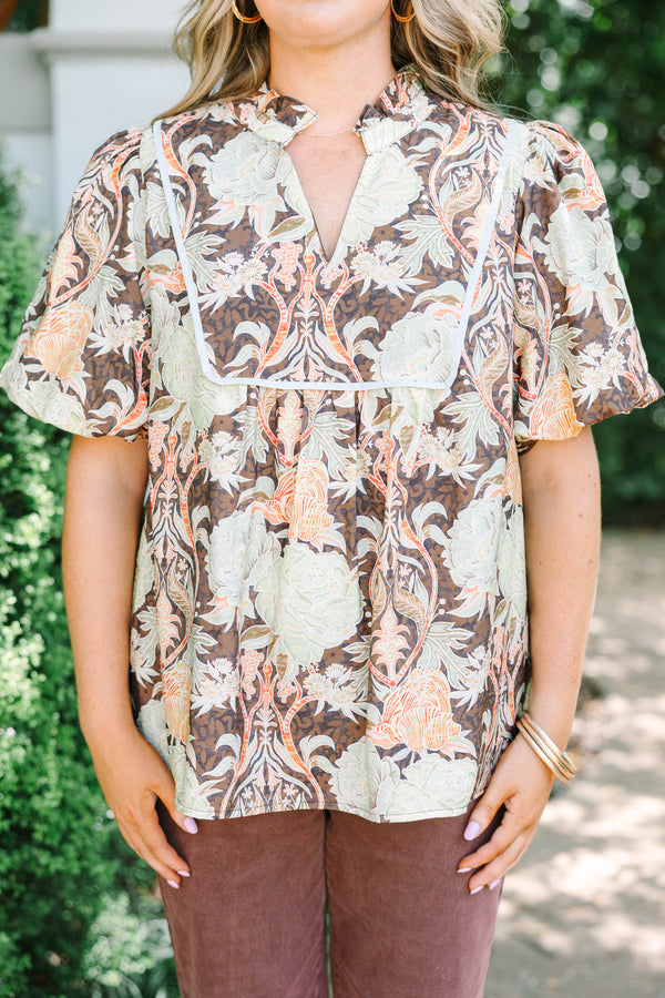 Make It Fun Top, Brown