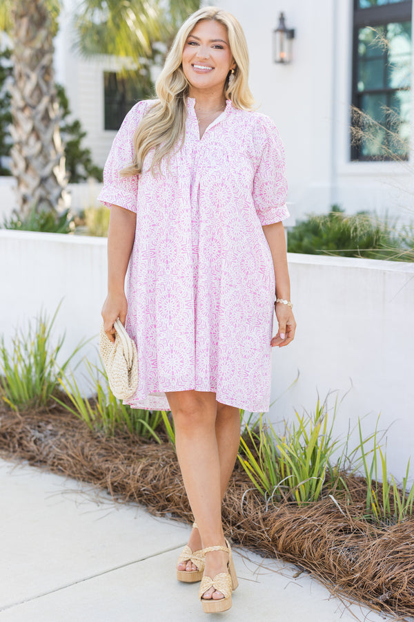light pink short sleeve dress Clairo Light Pink Stripe Cap Sleeve Mini Dress - 8