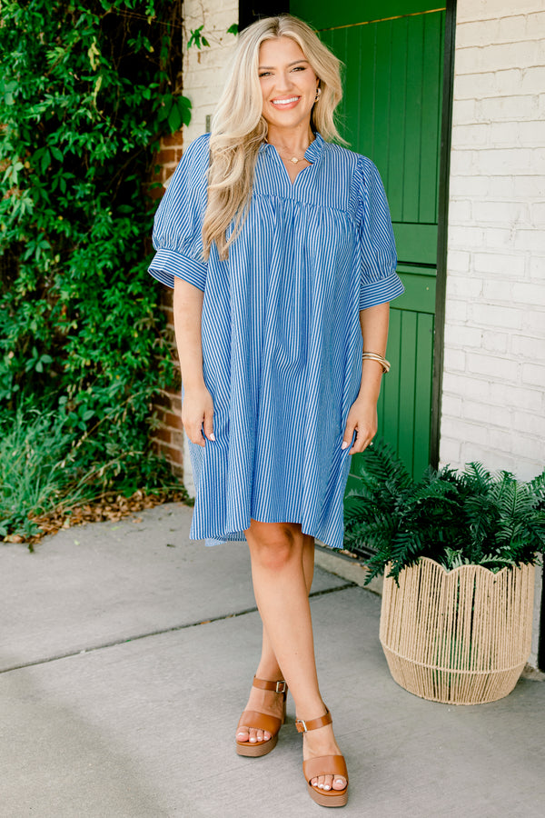 Make My Night Dress, Navy Stripe Chic Soul Make My Night Dress, Navy Stripe Chic Soul