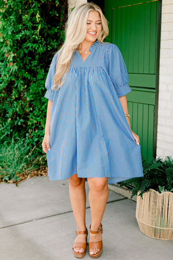 Make My Night Dress, Navy Stripe Chic Soul Make My Night Dress, Navy Stripe Chic Soul