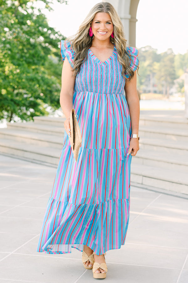 Women's Make Up For Lost Time Dress, Blue | Size: 2X By Chic Soul