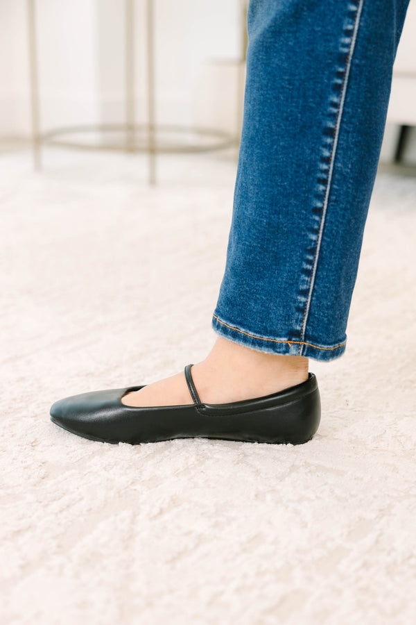 black square toe Mary Jane flats with adjustable buckle straps
