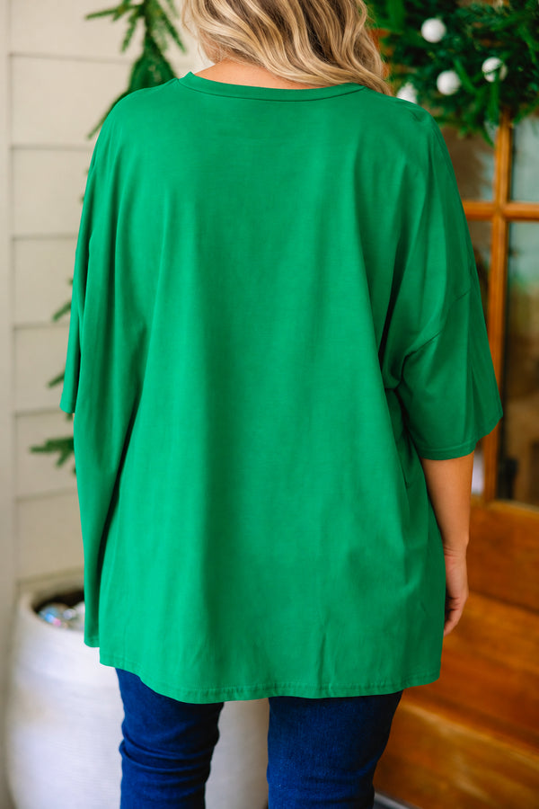 Chic Soul plus size clothing, green boyfriend tee with 