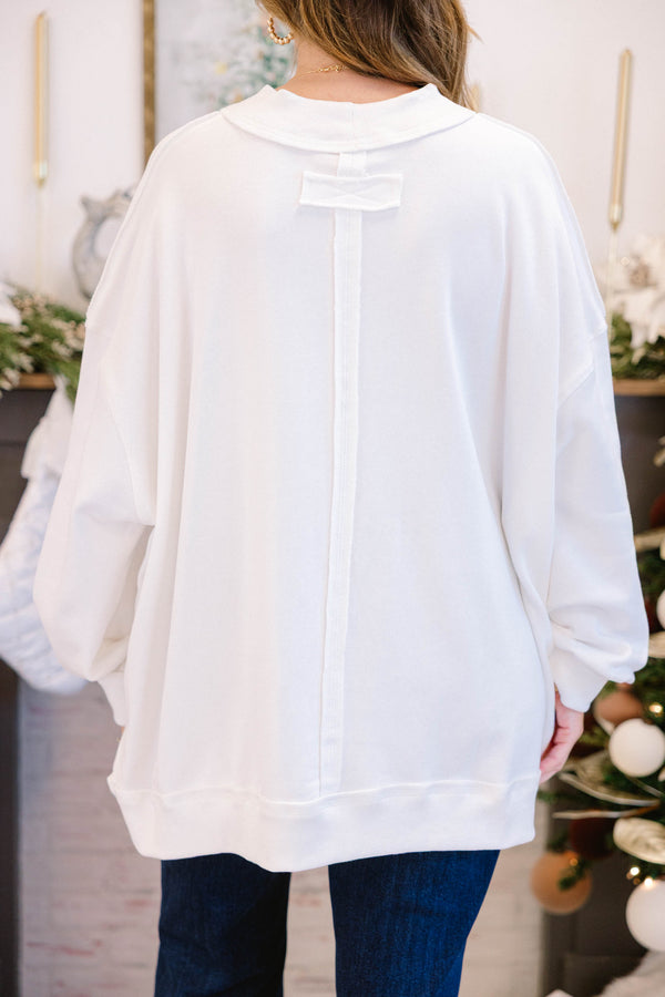 Chic Soul plus size clothing, white mock neck pullover with a vintage Santa graphic in the middle and 