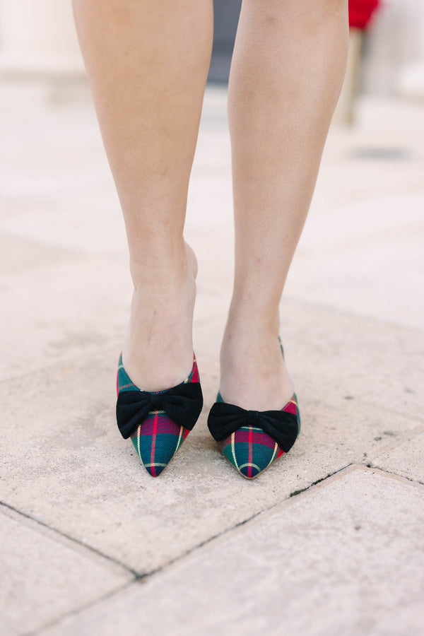 Merry Noel Heels, Green Plaid