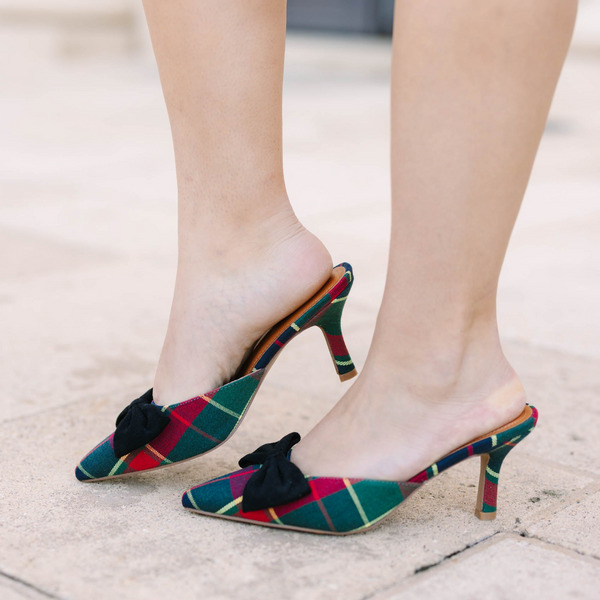 Merry Noel Heels, Green Plaid