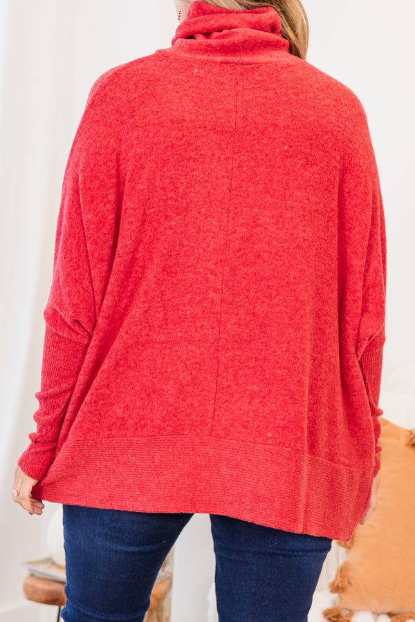 Chic Soul plus size clothing, long sleeve knit sweater with turtleneck neckline with ribbed band at the bottom
