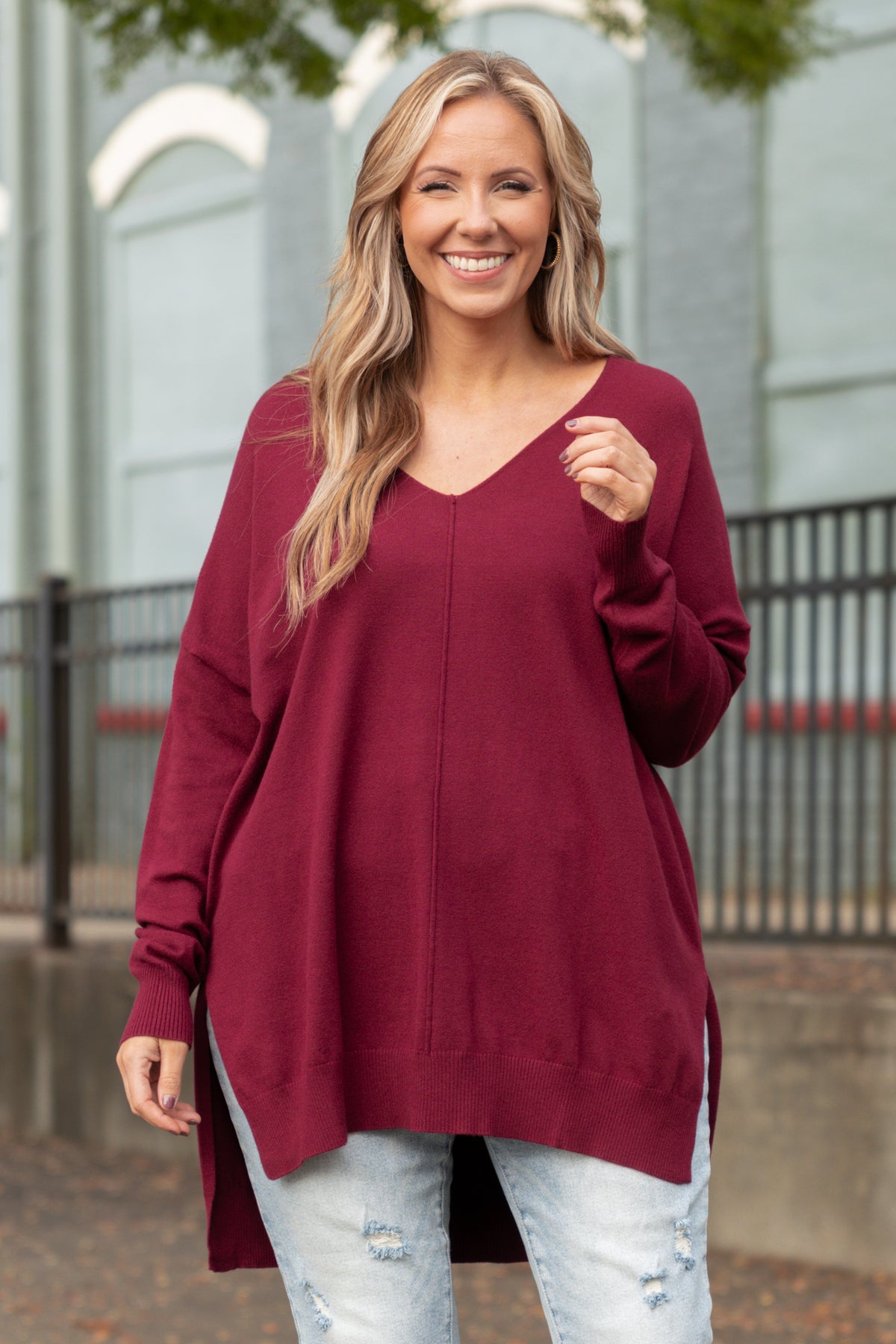 Dark burgundy sweater best sale