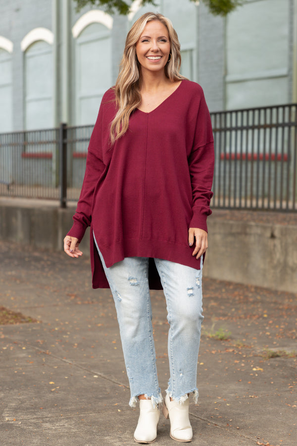 Dark on sale burgundy sweater