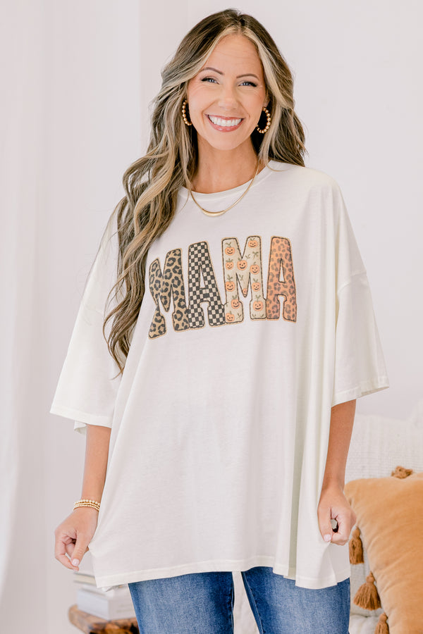 Chic Soul plus size clothing, ivory boyfriend tee with 