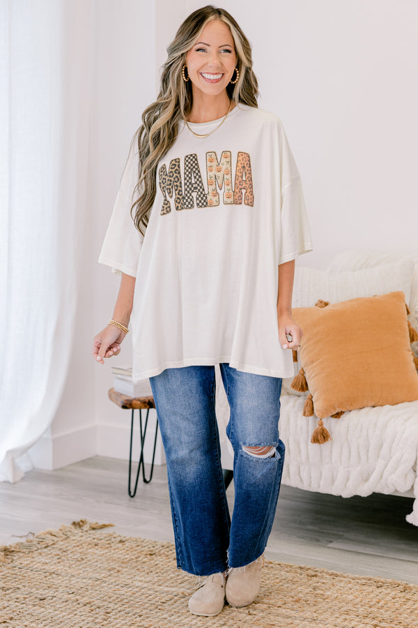 Chic Soul plus size clothing, ivory boyfriend tee with 