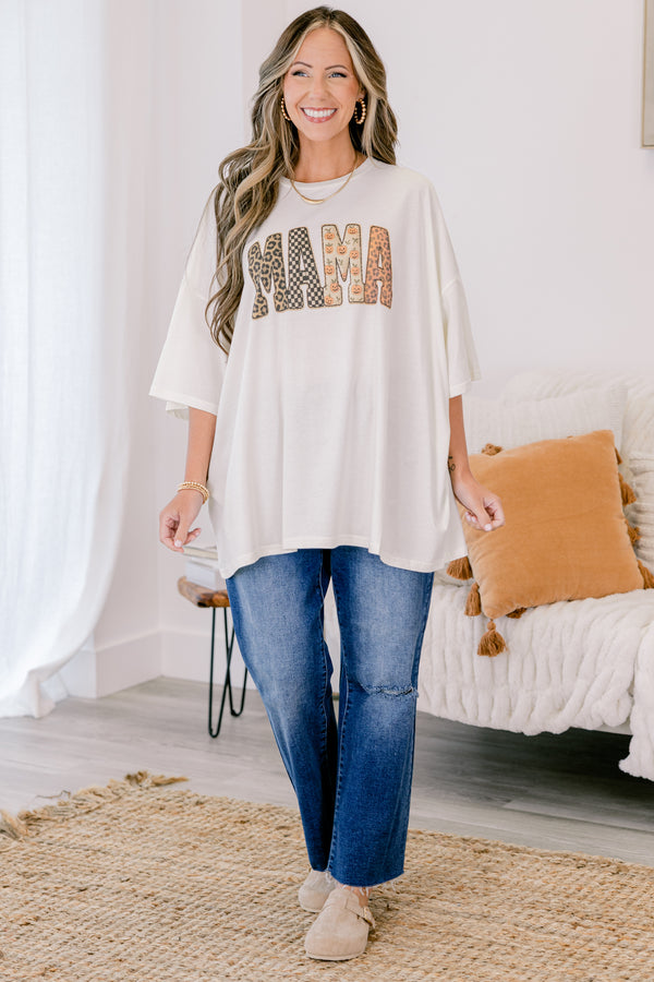 Chic Soul plus size clothing, ivory boyfriend tee with 