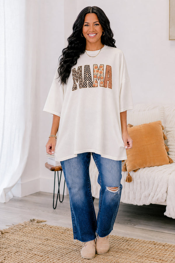 Chic Soul plus size clothing, ivory boyfriend tee with 