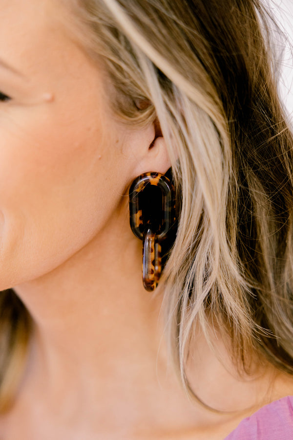 Chic Soul plus size clothing, tortoise oversized chain link earrings