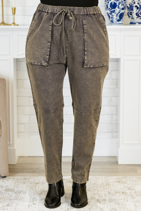 Chic Soul plus size clothing, black acid wash joggers