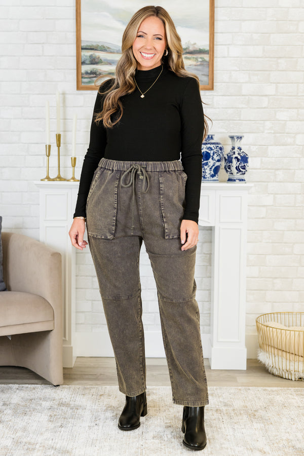 Chic Soul plus size clothing, black acid wash joggers