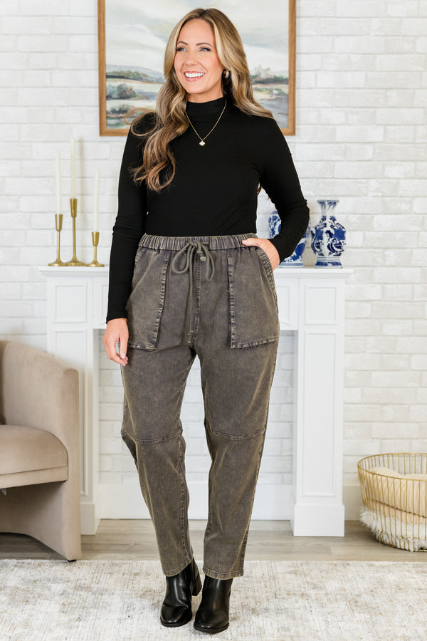 Chic Soul plus size clothing, black acid wash joggers