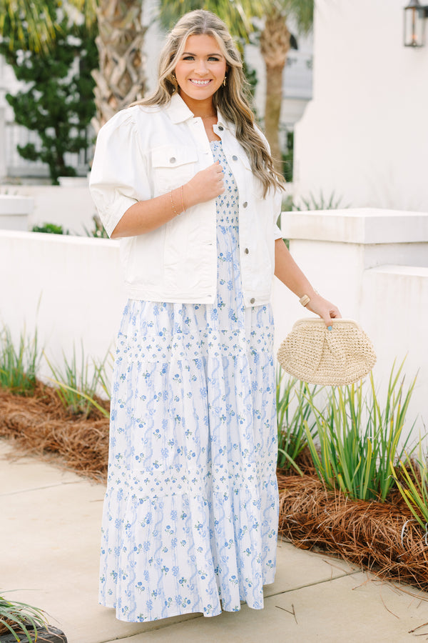 Chic Soul plus size clothing, short puff sleeve white denim button up jacket 