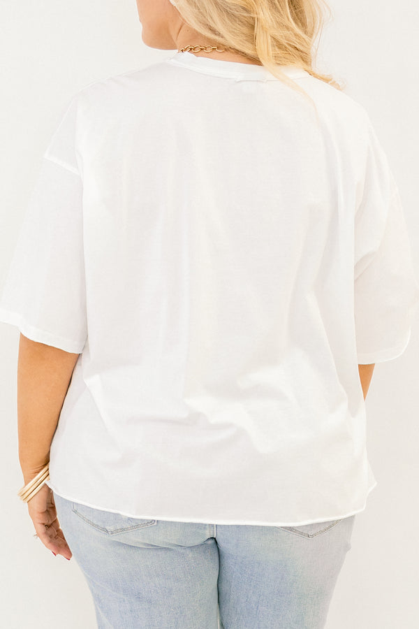 Chic Soul plus size clothing, white, short sleeve, t-shirt with 'Ma Cherie' text across the front