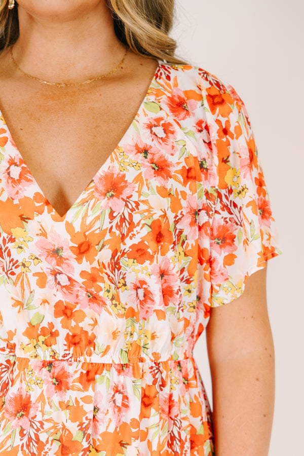 Plus size clothing, pink floral midi dress