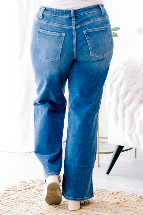 Chic Soul plus size clothing, medium washed flare jeans with front pockets