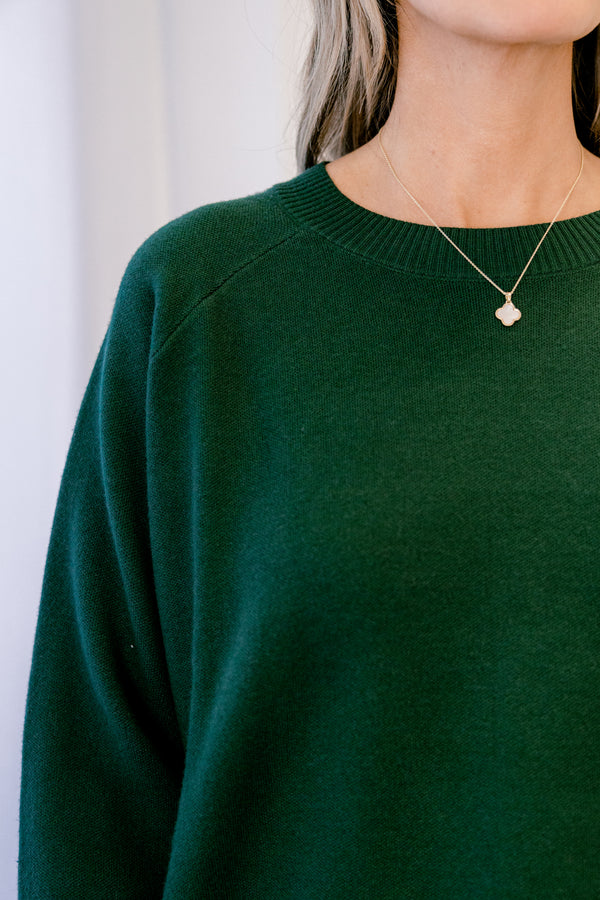 Chic Soul plus size clothing, dark green long sleeve sweater with white blouse style top sticking out from the shirt and sleeves