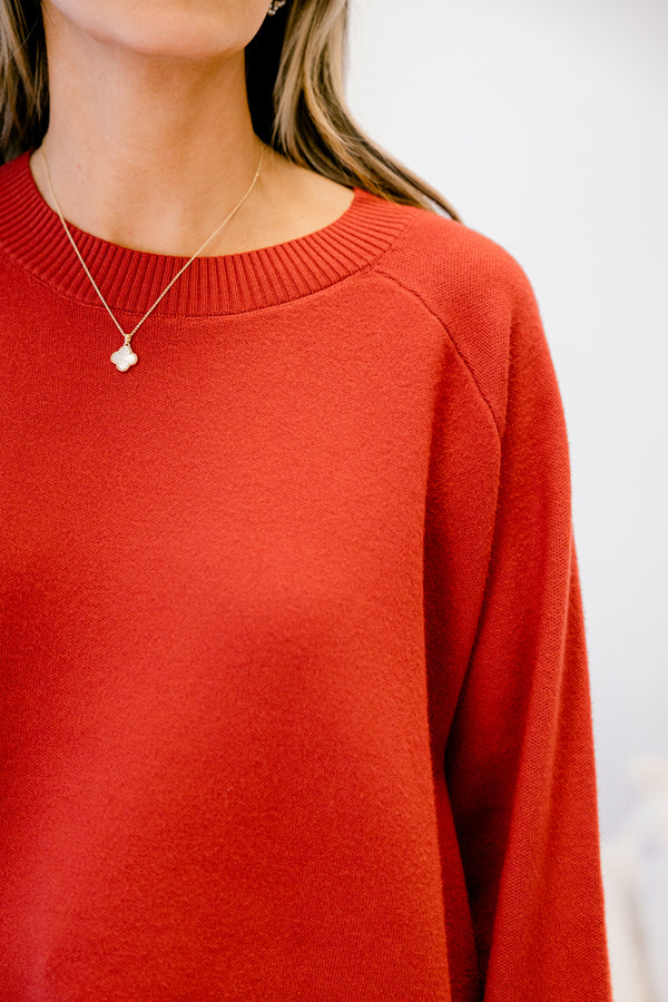 Chic Soul plus size clothing, red long sleeve sweater with white blouse style undershirt sticking out from the hem and sleeves