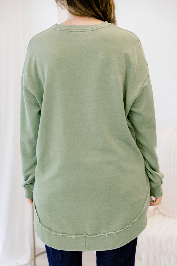 Chic Soul plus size clothing, olive green long sleeve tunic