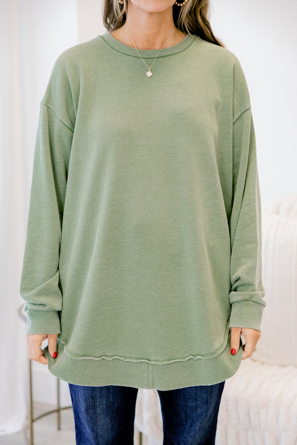 Chic Soul plus size clothing, olive green long sleeve tunic