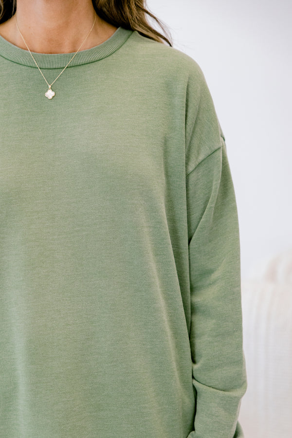 Chic Soul plus size clothing, olive green long sleeve tunic