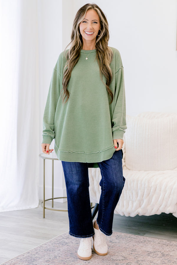Chic Soul plus size clothing, olive green long sleeve tunic
