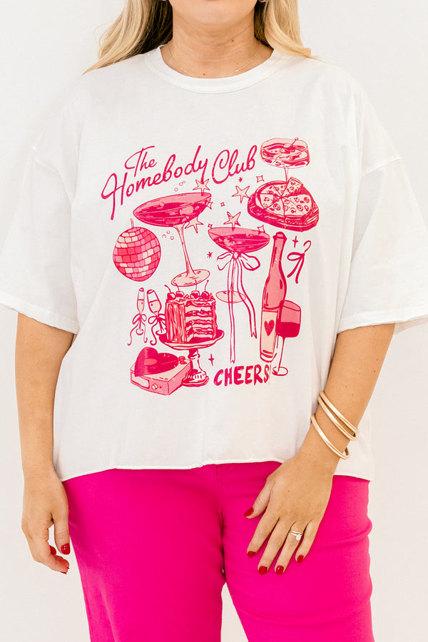 Chic Soul plus size clothing, white short sleeve tee with 