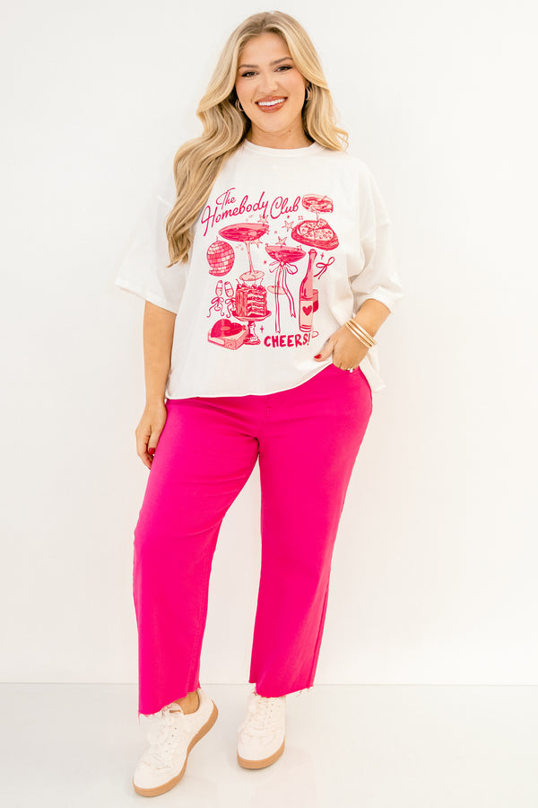 Chic Soul plus size clothing, white short sleeve tee with 