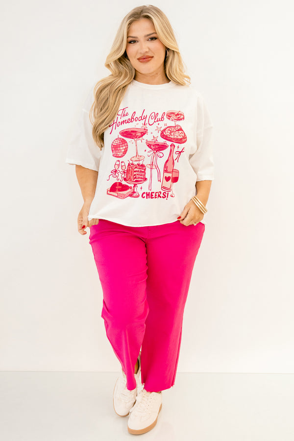 Chic Soul plus size clothing, white short sleeve tee with 