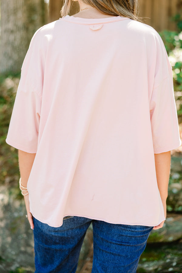 Chic Soul plus size clothing, blush short sleeve tee with the word 