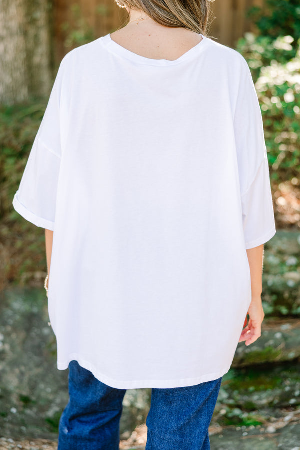 Chic Soul plus size clothing, white boyfriend graphic tee with 