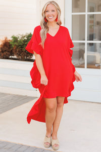 Plus size red on sale high low dress