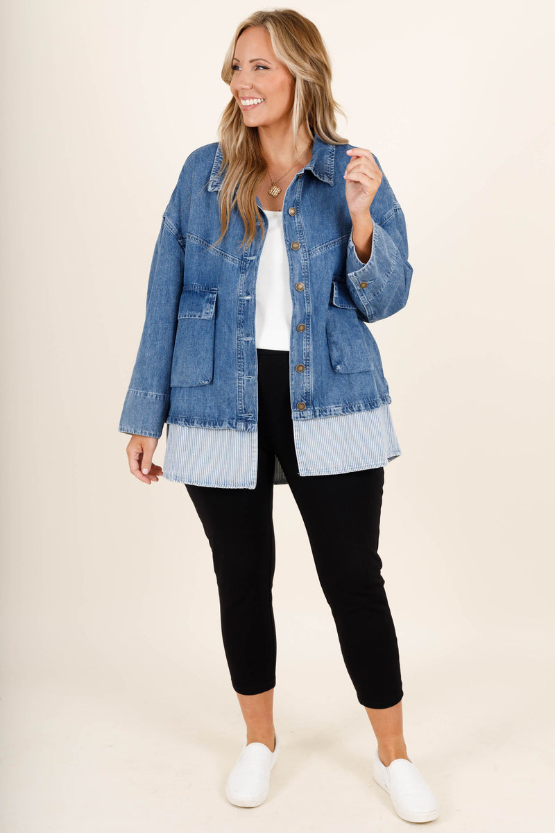 New To Town Jacket, Medium Wash – Chic Soul