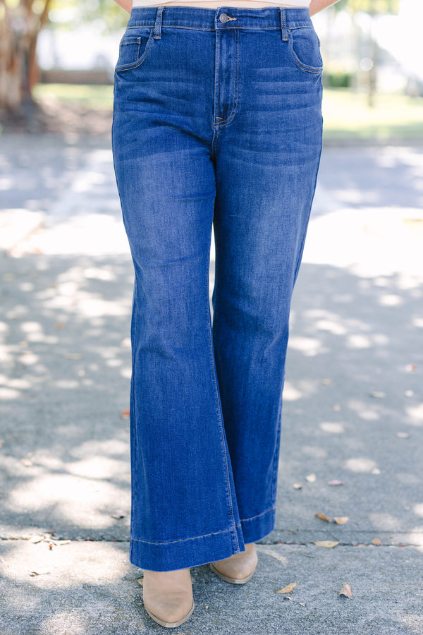 Plus size clothing, dark wash boot cut jeggings