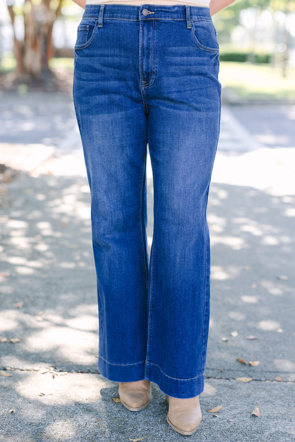 Plus size clothing, dark wash boot cut jeggings