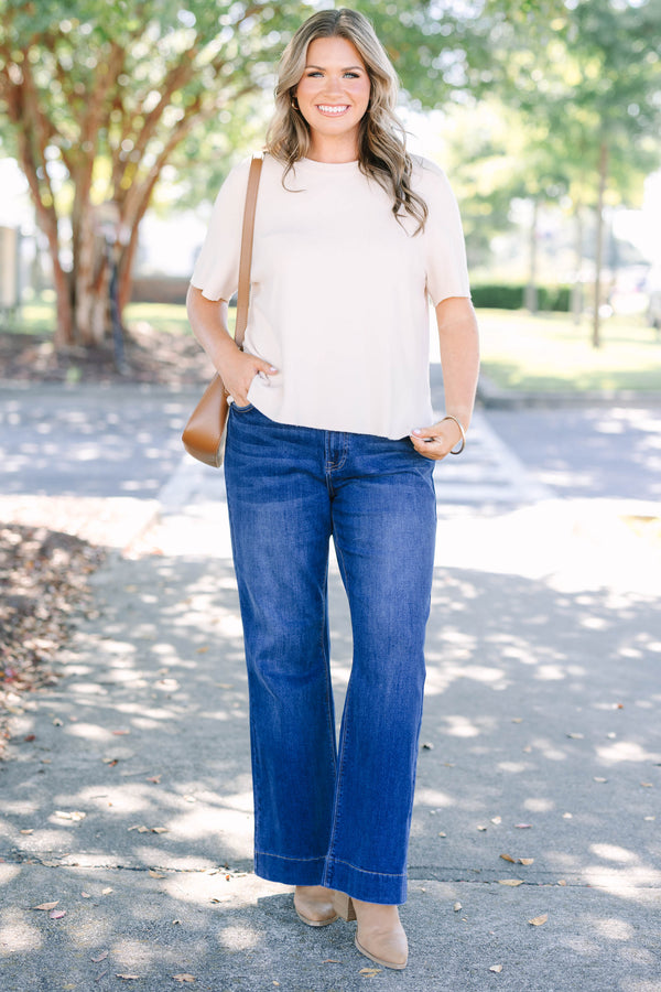 Plus size clothing, dark wash boot cut jeggings