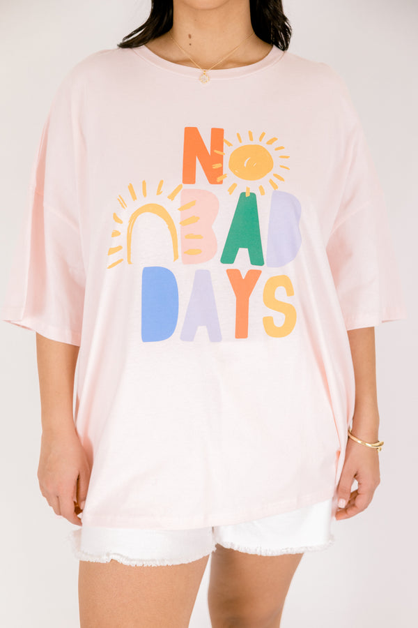 Chic Soul plus size clothing, light pink oversized boyfriend tee with 