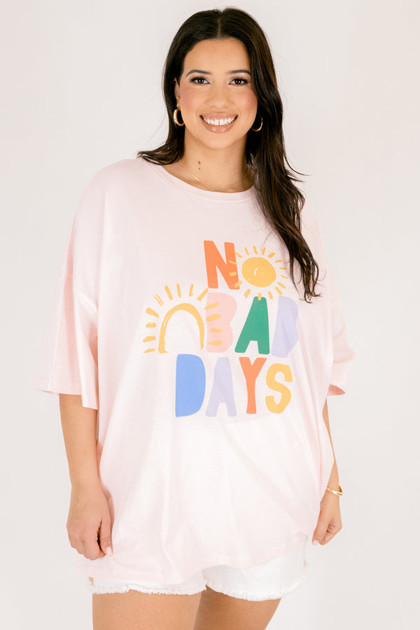 Chic Soul plus size clothing, light pink oversized boyfriend tee with 